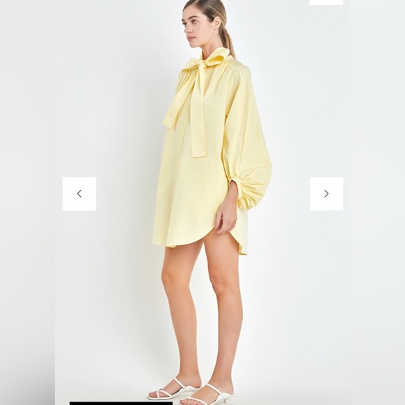 English Factory Cotton Tie-Neck Mini Shirt Dress - Picture 2 of 7